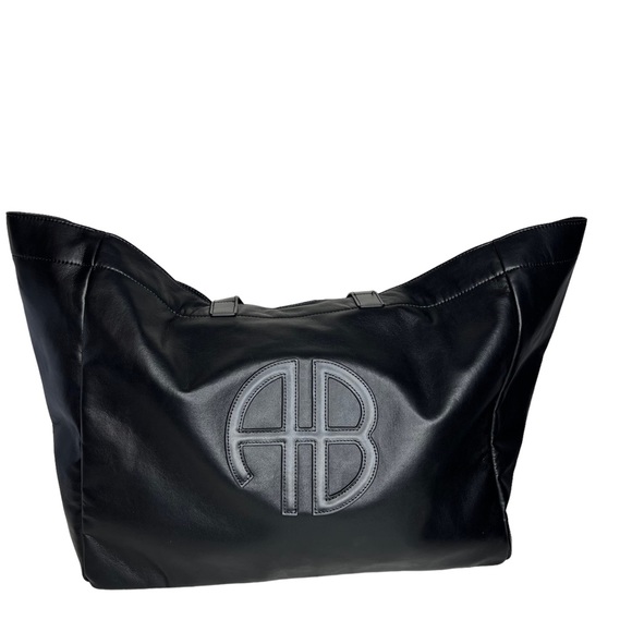 Anine Bing Black Large Recycled Leather Rio Tote - Picture 4 of 11